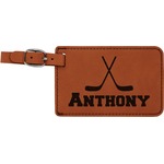 Hockey 2 Leatherette Luggage Tag (Personalized)