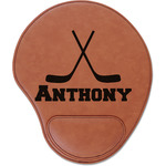 Hockey 2 Leatherette Mouse Pad with Wrist Support (Personalized)
