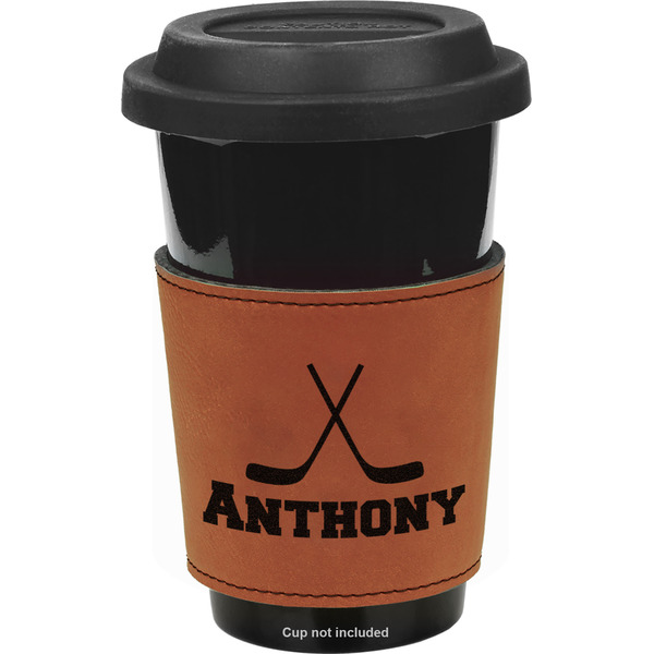 Custom Hockey 2 Leatherette Cup Sleeve - Single Sided (Personalized)
