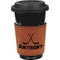 Hockey 2 Cognac Leatherette Mug Sleeve - Front