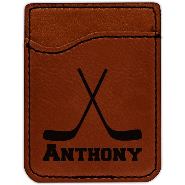 Hockey 2 Cognac Leatherette Phone Wallet close up