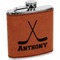 Hockey 2 Cognac Leatherette Wrapped Stainless Steel Flask