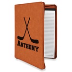 Hockey 2 Leatherette Zipper Portfolio with Notepad - Single Sided (Personalized)