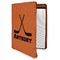 Hockey 2 Cognac Leatherette Zipper Portfolios with Notepad - Main