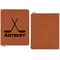 Hockey 2 Cognac Leatherette Zipper Portfolios with Notepad - Single Sided - Apvl