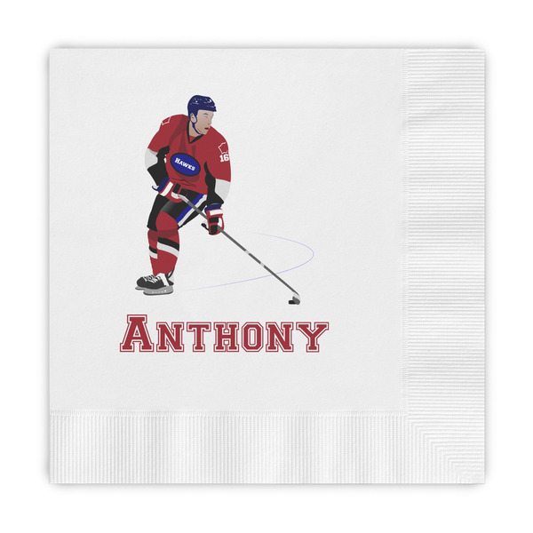 Custom Hockey 2 Embossed Decorative Napkins (Personalized)
