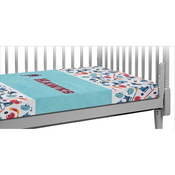 Custom Hockey 2 Crib Fitted Sheet (Personalized)