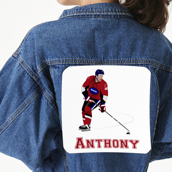 Custom Hockey 2 Twill Iron On Patch - Custom Shape - 3XL (Personalized)