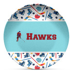 Hockey 2 Microwave Safe Plastic Plate - Composite Polymer (Personalized)