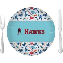 Hockey 2 10" Glass Lunch / Dinner Plates - Single or Set (Personalized)
