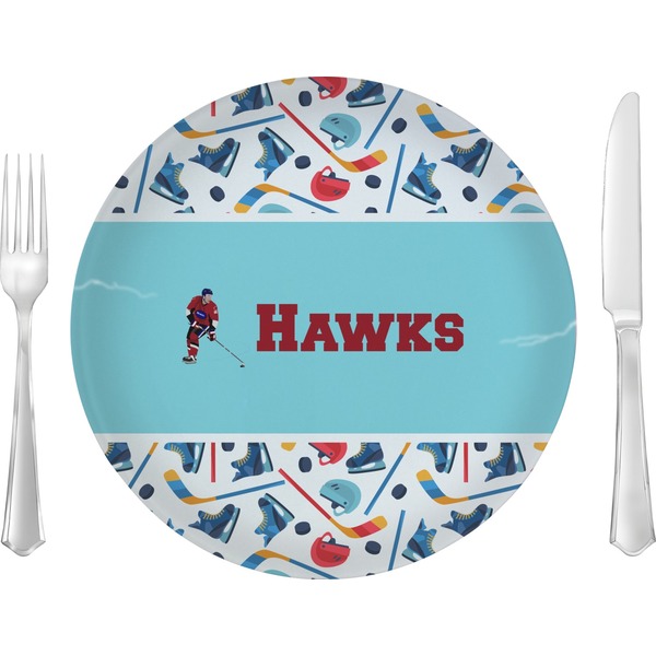 Custom Hockey 2 Glass Lunch / Dinner Plate 10" (Personalized)