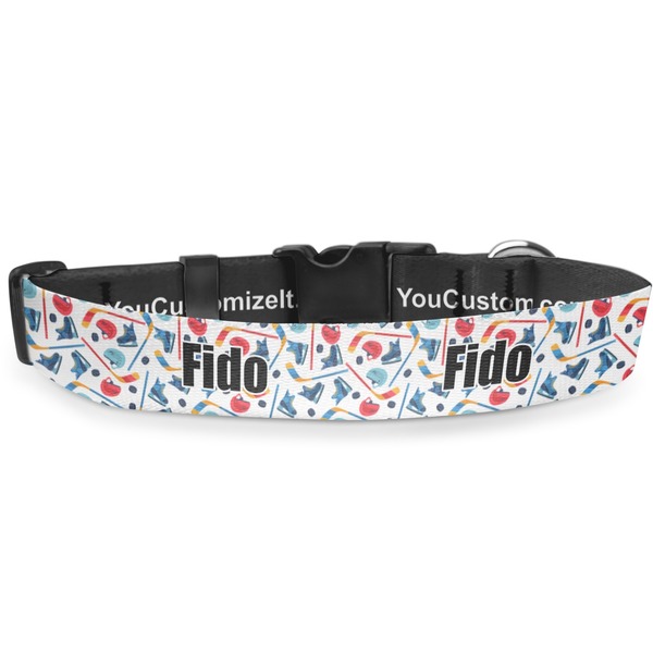 Custom Hockey 2 Deluxe Dog Collar - Large (13" to 21") (Personalized)