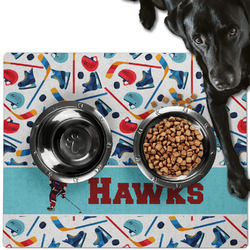 Hockey 2 Dog Food Mat - Large w/ Name or Text