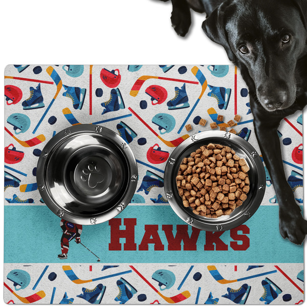 Hockey 2 Dog Food Mat - Large LIFESTYLE
