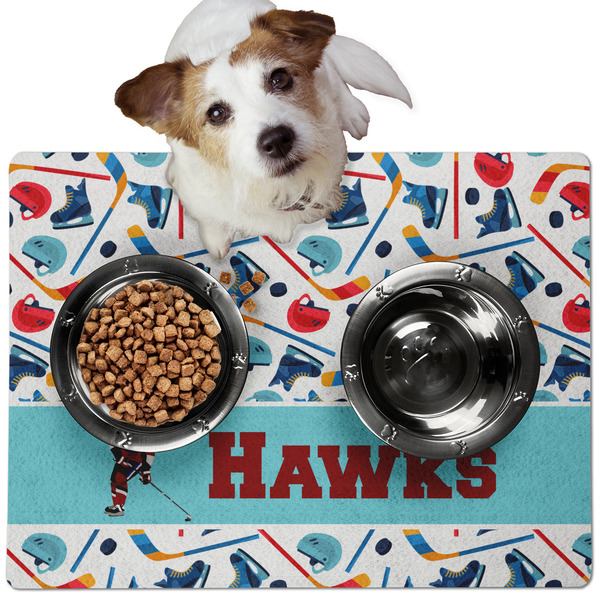 Hockey 2 Dog Food Mat - Medium LIFESTYLE