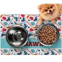 Hockey 2 Dog Food Mat - Small w/ Name or Text