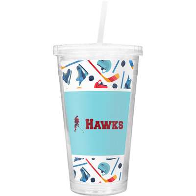 Hockey 2 Double Wall Tumbler with Straw (Personalized)