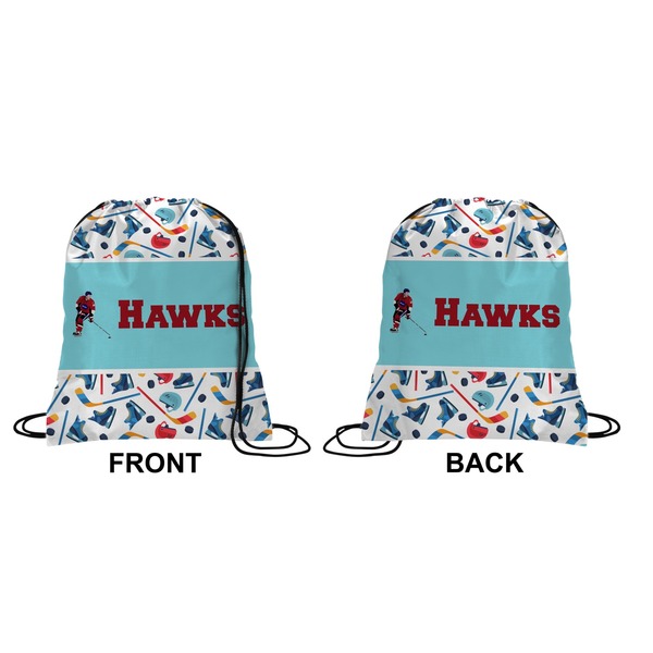 Hockey 2 Drawstring Backpack Front & Back Medium