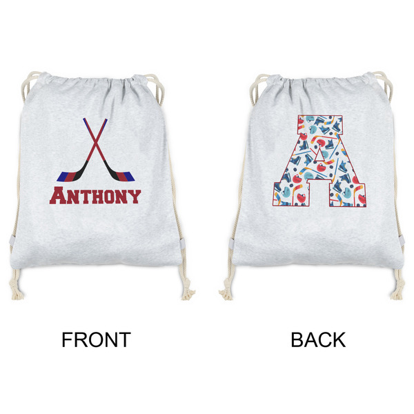 Hockey 2 Drawstring Backpacks - Sweatshirt Fleece - Double Sided - APPROVAL