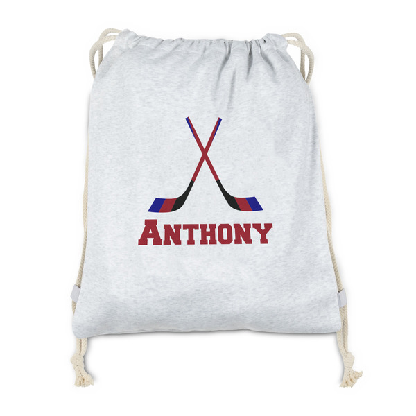 Custom Hockey 2 Drawstring Backpack - Sweatshirt Fleece - Double Sided (Personalized)