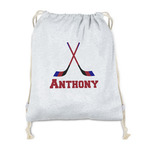 Hockey 2 Drawstring Backpack - Sweatshirt Fleece - Single Sided (Personalized)