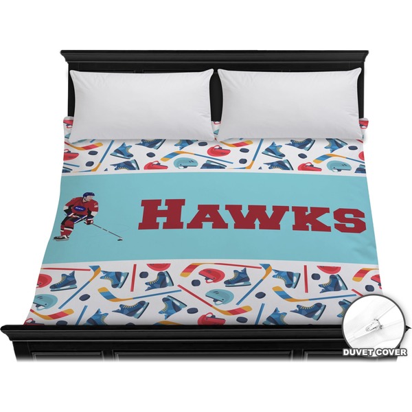 Custom Hockey 2 Duvet Cover - King (Personalized)