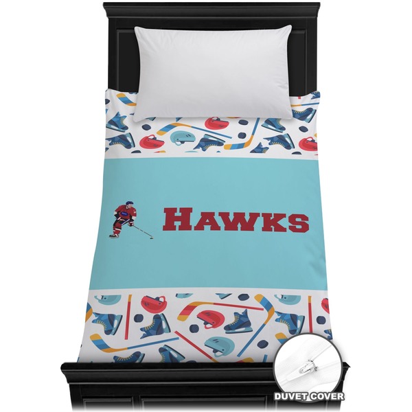 Custom Hockey 2 Duvet Cover - Twin (Personalized)