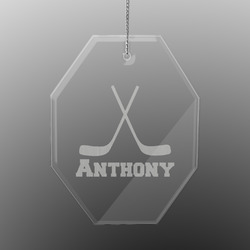 Hockey 2 Engraved Glass Ornament - Octagon (Personalized)
