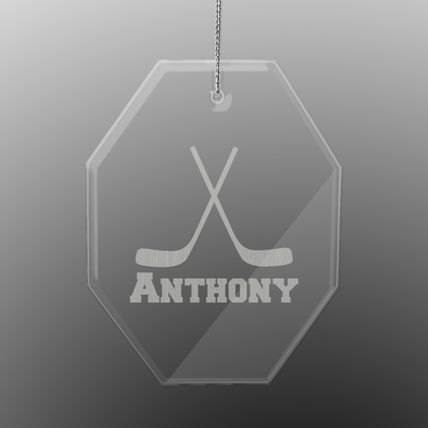 Hockey 2 Engraved Glass Ornaments - Octagon