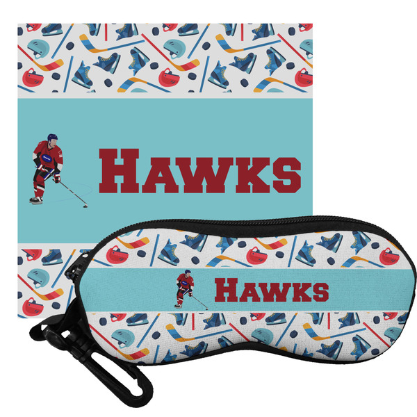 Custom Hockey 2 Eyeglass Case & Cloth (Personalized)