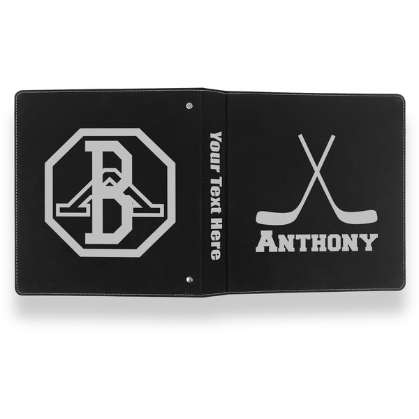 Hockey 2 Leather Binder - 1" - Black- Back Spine Front View