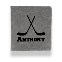 Hockey 2 Leather Binder - 1" - Grey (Personalized)