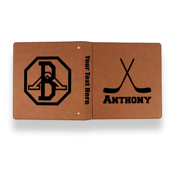 Hockey 2 Leather Binder - 1" - Rawhide - Back Spine Front View