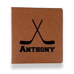 Hockey 2 Leather Binder - 1" - Rawhide (Personalized)