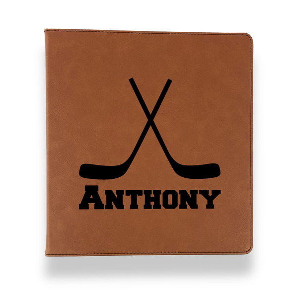 Custom Hockey 2 Leather Binder - 1" - Rawhide (Personalized)