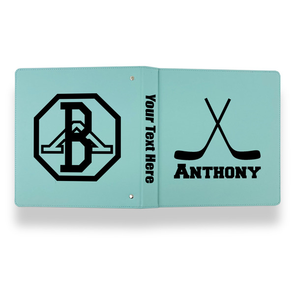 Hockey 2 Leather Binder - 1" - Teal - Back Spine Front View