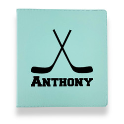 Hockey 2 Leather Binder - 1" - Teal (Personalized)