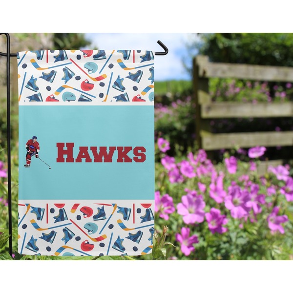 Hockey 2 Garden Flag - Outside In Flowers