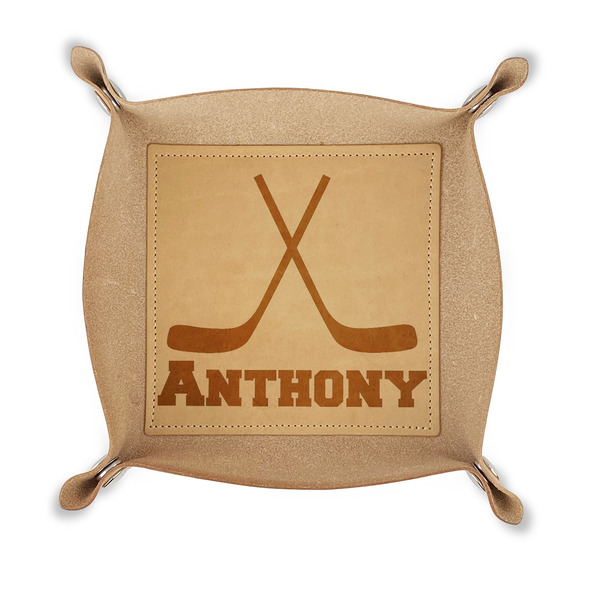 Custom Hockey 2 Genuine Leather Valet Tray (Personalized)