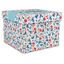 Hockey 2 Gift Box with Lid - Canvas Wrapped - X-Large (Personalized)