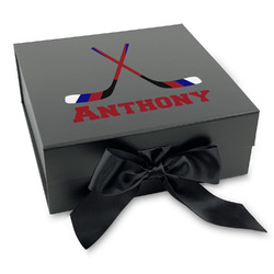 Hockey 2 Gift Box with Magnetic Lid - Black (Personalized)