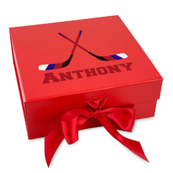 Hockey 2 Gift Box with Magnetic Lid - Red (Personalized)
