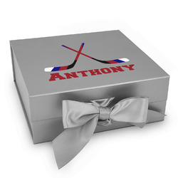Hockey 2 Gift Box with Magnetic Lid - Silver (Personalized)