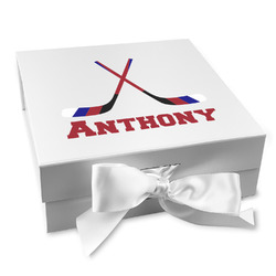 Hockey 2 Gift Box with Magnetic Lid - White (Personalized)