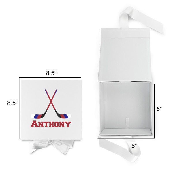 Hockey 2 Gift Boxes with Magnetic Lid - White - Open & Closed