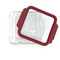Hockey 2 Glass Cake Dish - FRONT w/lid  (8x8)
