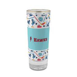 Hockey 2 2 oz Shot Glass - Glass with Gold Rim (Personalized)