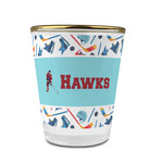 Hockey 2 Glass Shot Glass - 1.5 oz - with Gold Rim - Set of 4 (Personalized)