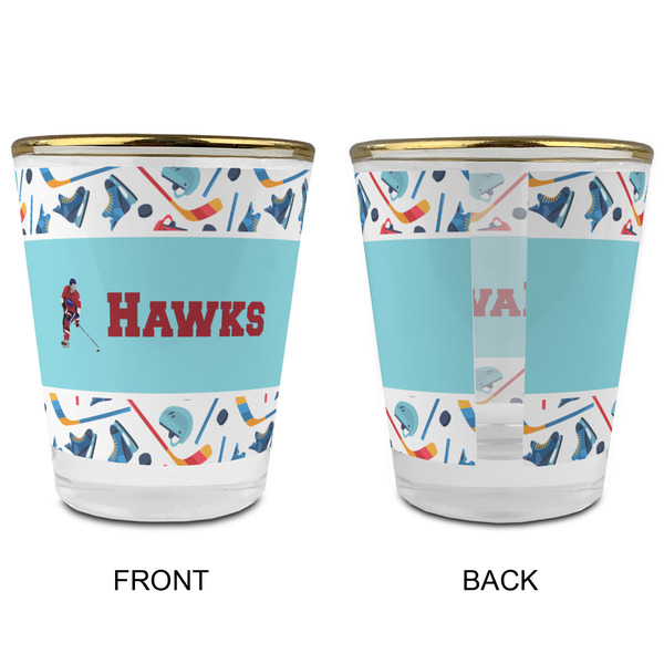 Hockey 2 Glass Shot Glass - with gold rim - APPROVAL