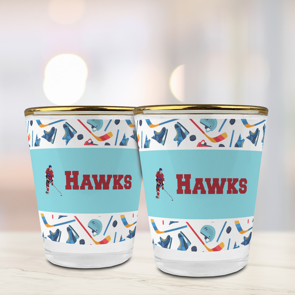 Hockey 2 Glass Shot Glass - with gold rim - LIFESTYLE